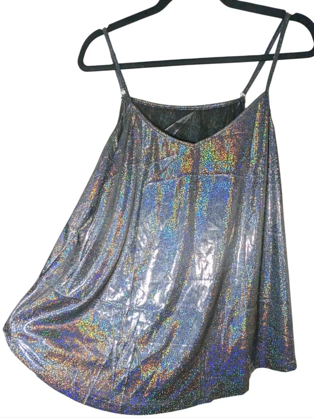 Holographic Rainbow Metallic Stretch Cami Top 1XL NWOT